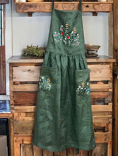Load image into Gallery viewer, Vintage Style Hand Embroidered Linen Apron